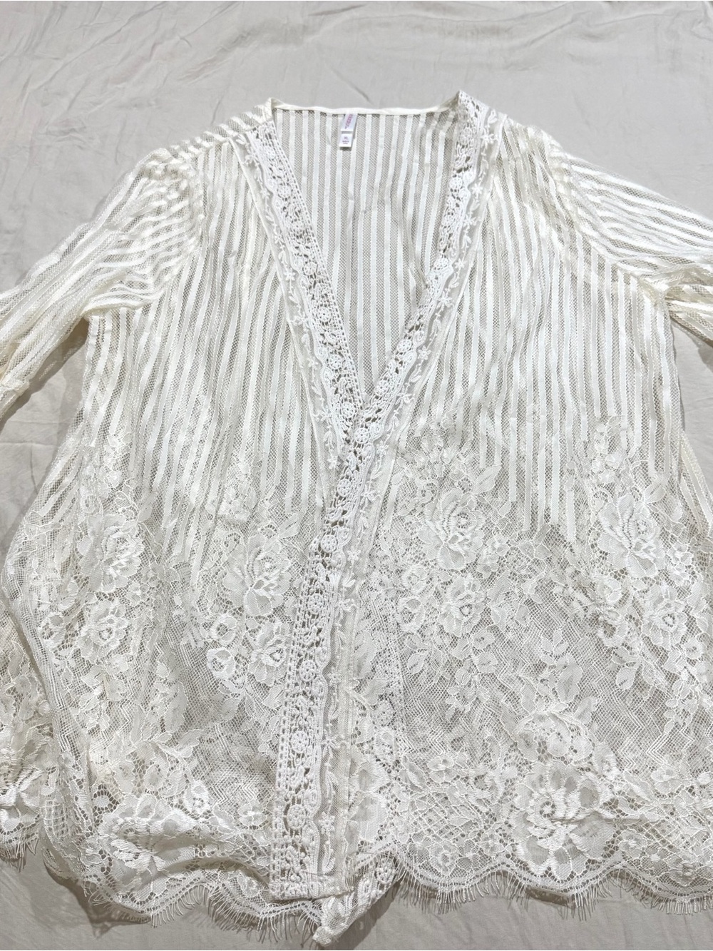 Lace Trim Sheer Wrap - White